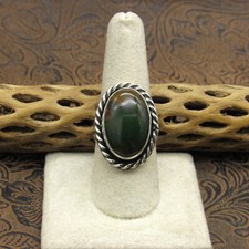 Sterling Silver Dark Chrysoprase Ring Size 8.75 