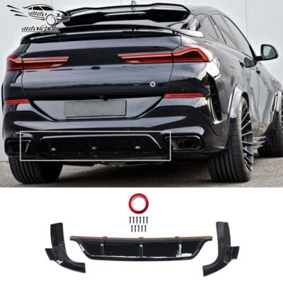 For 2020-2026 BMW X6 G06 M Sport Gloss Black Rear Bumper Lip Splitter Style