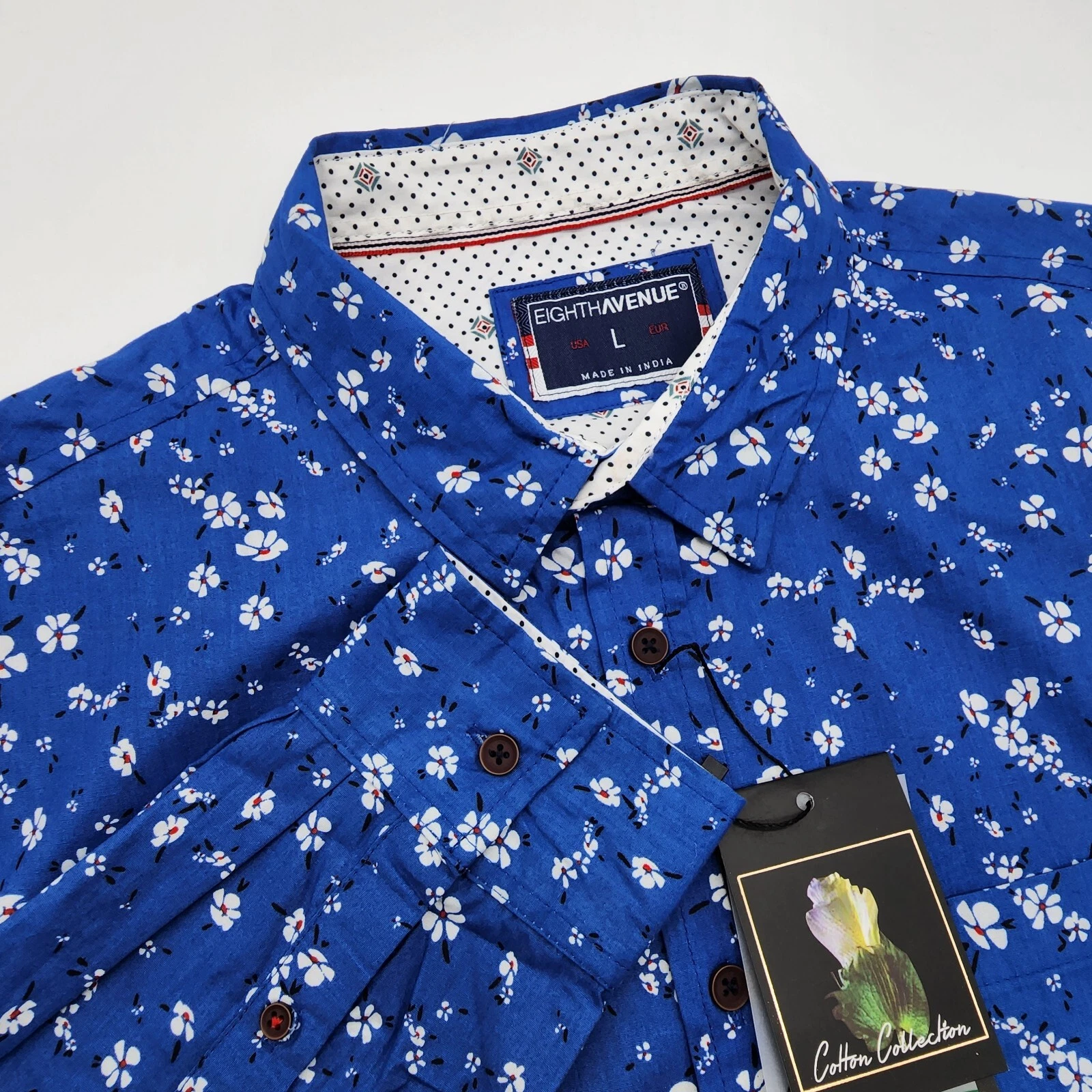 Eighth Avenue Men's Button Down Blue Floral Long Sleeve Shirt NWT MSRP $44.99