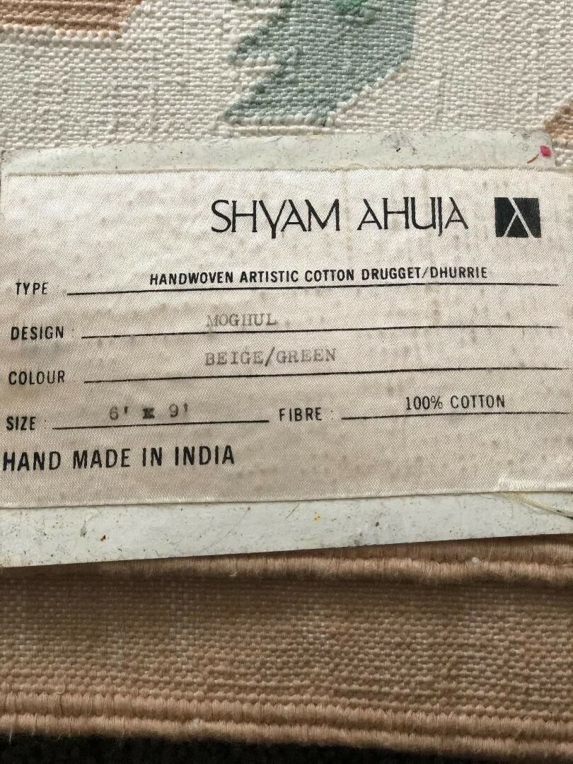 Shyam Ahuja インド綿 フリークロス エリアラグ ベッドカバー Shyam Ahuja 100% Cotton Dhurrie Rug 6'X9' | eBay