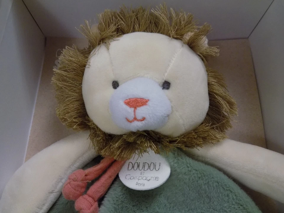 DouDou Et Compagnie Couleurs Savane 毛绒狮子婴儿安全毯刺绣 — 第 2/4 张图片