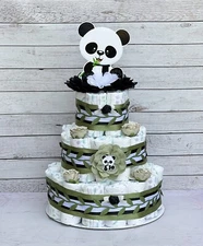 3 Tier Panda Diaper Cake Baby Shower Boy