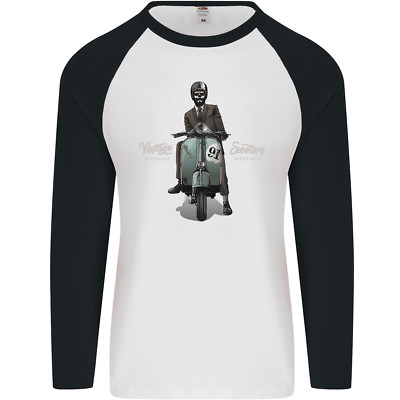 Vintage Scooters Nostalgia Speed Shop Mens L/S Baseball T-Shirt