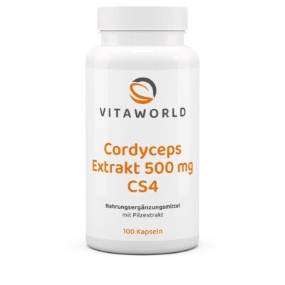 Vita World Cordyceps Extr.500mg CS4 100Kap Raupenpilz Vegan Apotheker Herstellug