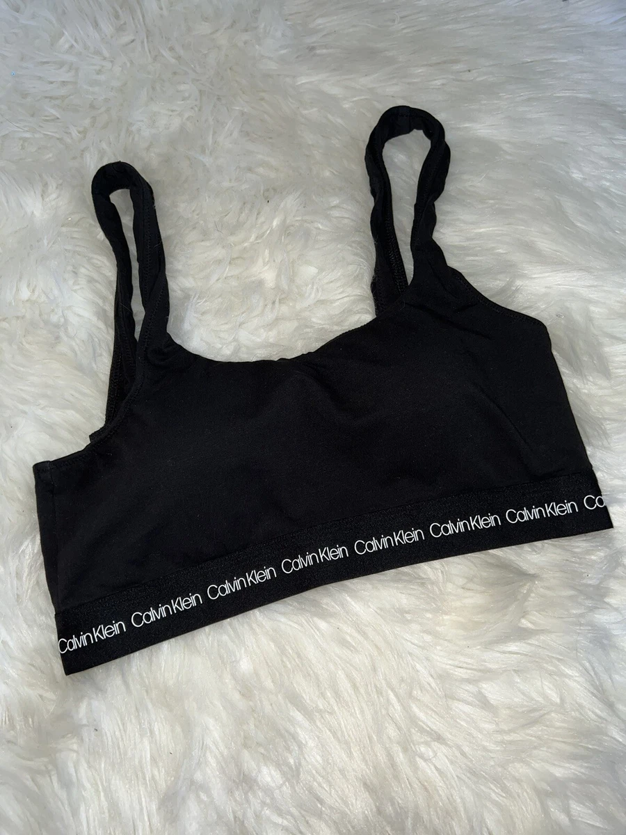 Calvin Klein Womens Padded Sports Bra Size M Black White Logo