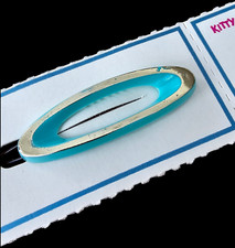 Vintage Barrette - Vintage Turquoise  Gold "Kitty" Barrette - Made in England