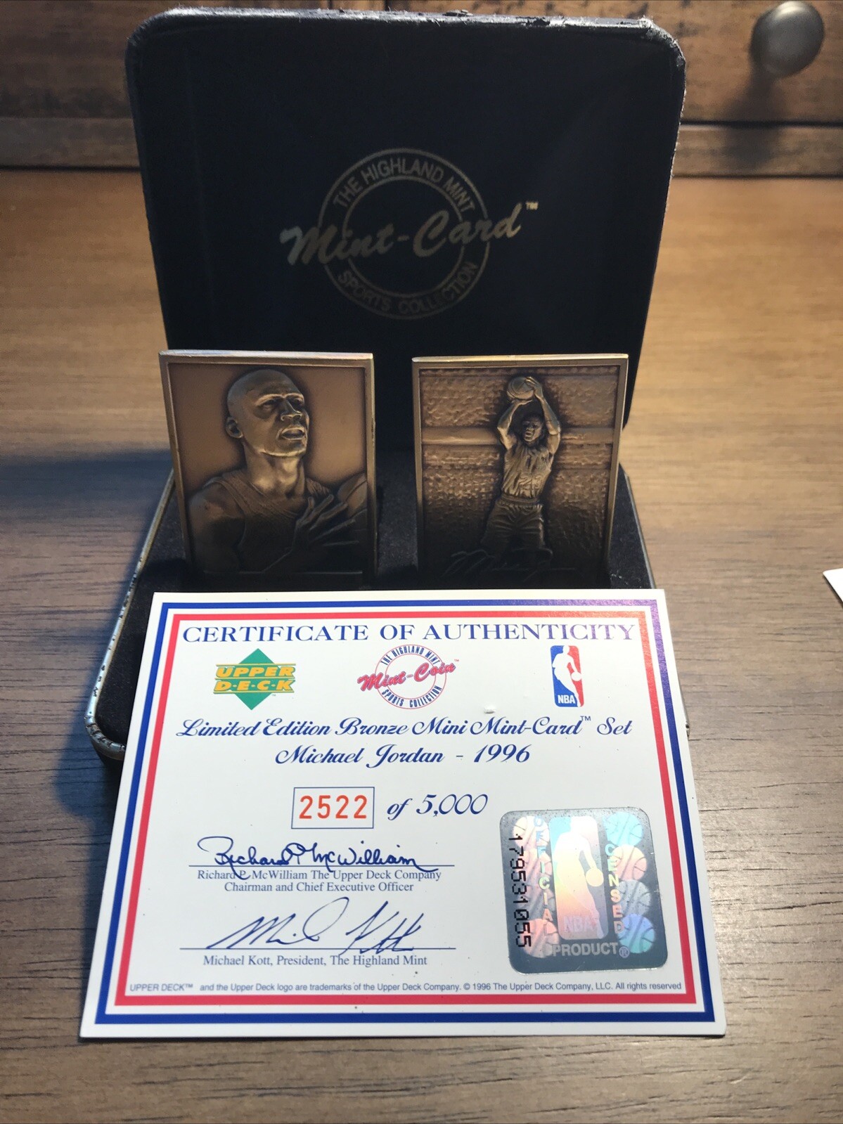 1996 Michael Jordan Bronze Mini Card Set W/ COA Highland Mint