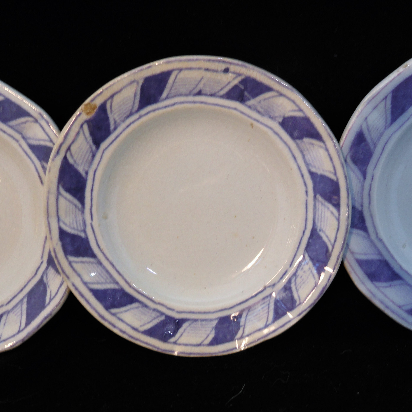 Set of 7 Staffordshire Childs Toy Dinner Set Plates Purple Ironstone STRIPE 1820