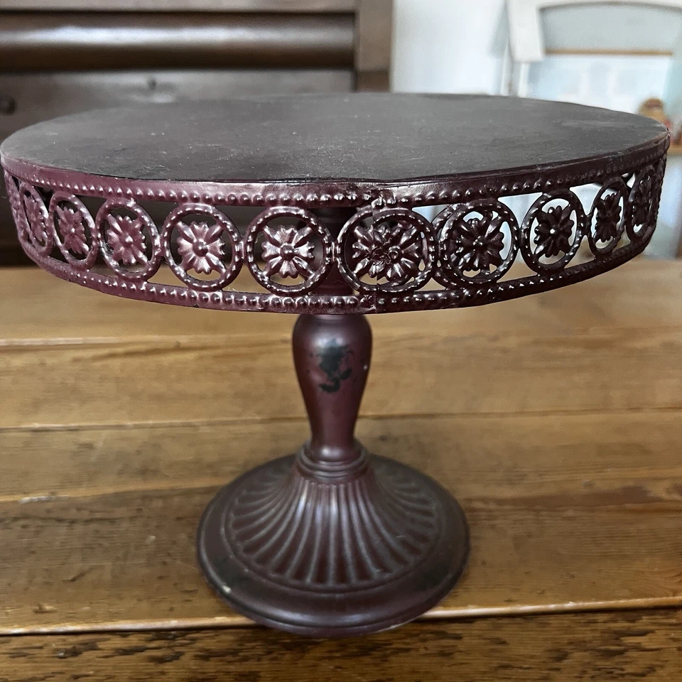 SOPORTE REDONDO PARA PASTELES Metal Marrón 12" Postre Rústico Boda Cumpleaños Fiesta 10” Alto Foto 3 de 4