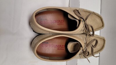 Clarks Originals Wallabee Shoes Beige Womens 9M Leather Crepe Sole