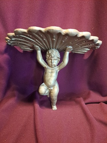 PAIR VIRGINIA METALCRAFTERS HARVIN CAST IRON PUTTI CHERUB ANGEL SHELF - 8.5" - Picture 4 of 24