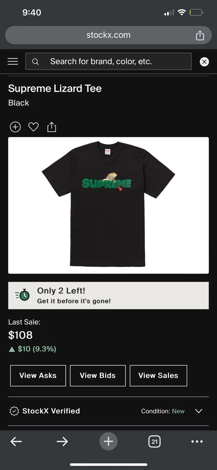 Tee shirt lézard suprême taille M