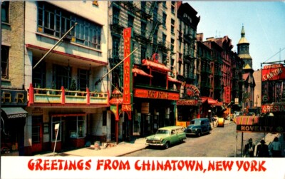 Vintage Postcard Greetings from Chinatown Mott Street NY New York          D-373