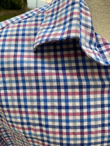 Ben Sherman Shirt Plaid Button Up Tailored Stretch Checks Pink Blue White XL 17 - Picture 3 of 6