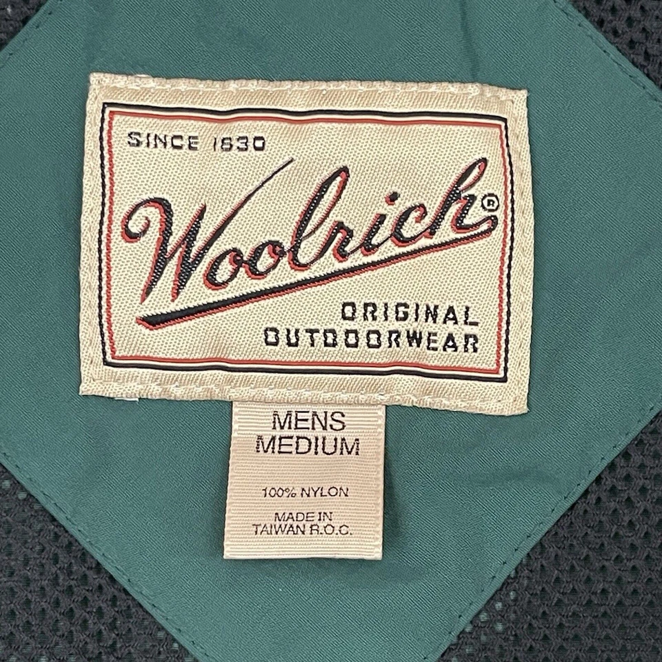 WOOLRICH Jacket Mens Medium Windbreaker Parka Spruce Green Hooded Drawstring - Image 2 of 4