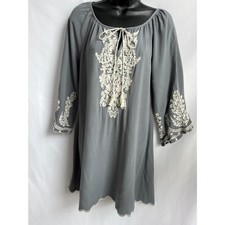 Chic Connection Boho Peasant Hippie Tunic Dress Size S Embroidered Cottagecore