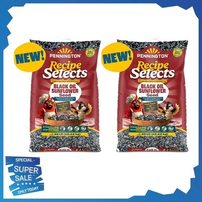 2P Pennington Recipe Selects Black Oil Sunflower Seed Wild Bird Dry Feed, 40 lb