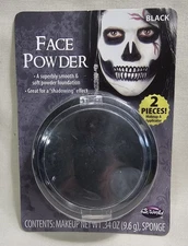 Fun World Pressed Face Powder Foundation FX Makeup Black W/Sponge Skeleton 