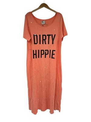 NWT Jaded Gypsy Dirty Hippie Tee Dress Boho Graphic Long Distressed T Dress