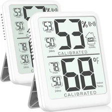 Antonki 2-Pack Room Thermometer, Digital Small Hygrometer 2 Pack, White 
