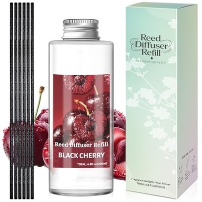  Reed Diffuser Oil Refill, Black Cherry Scented Diffuser Oil Refills with 6 