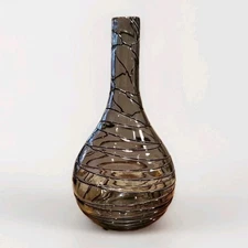 Art Deco Style Black and Gray Handblown Art Glass Large Vase HEAVY/13 inch🌺