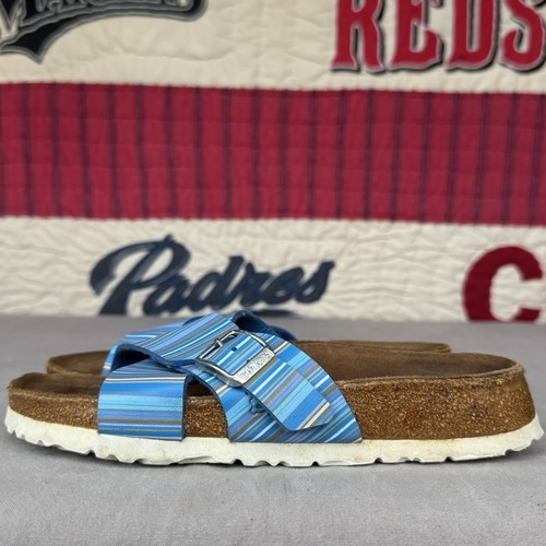 Taille 36/W5 - Sandales confort femme Birkis By Birkenstock à bretelles croisées bleu - Photo 1/6