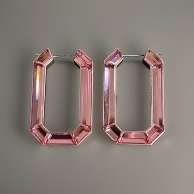 Swarovski - Lucent hoop earrings - Statement, Octagon shape, Pink