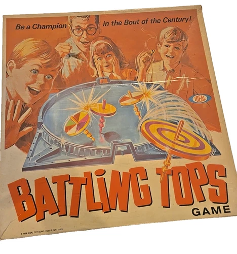 Vintage BATTLING TOPS - Popular 1968 Ideal Action Game Toy Classic Family Fun