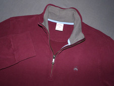 Brooks Brothers Burgundy Smooth Jersey Cotton Collared 1/4 Zip Sweater Men's LRG