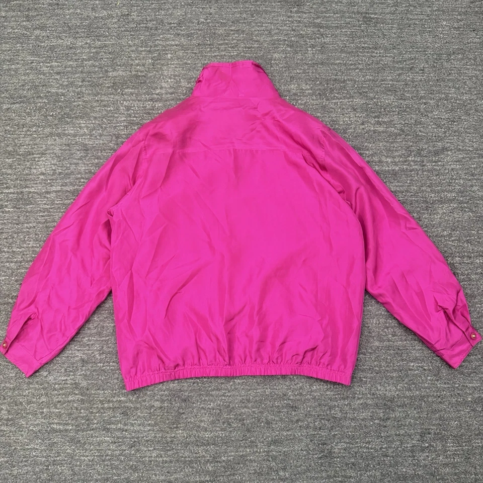 Conjunto de traje de chándal de seda vintage Oleg Cassini para mujer grande rosa chaqueta holgada Foto 3 de 4