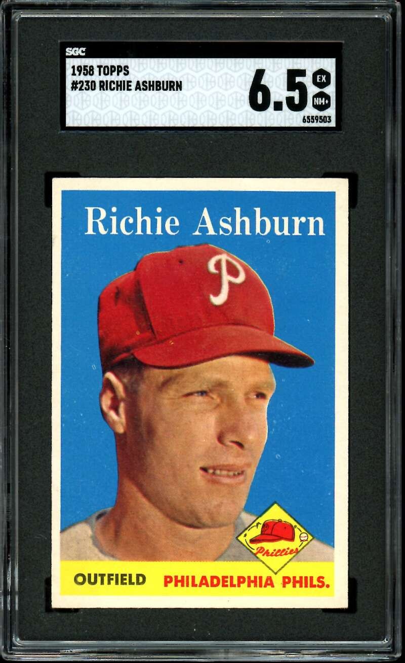 1958 Topps #230 Richie Ashburn Phillies HOF SGC 6.5 EX-NM+