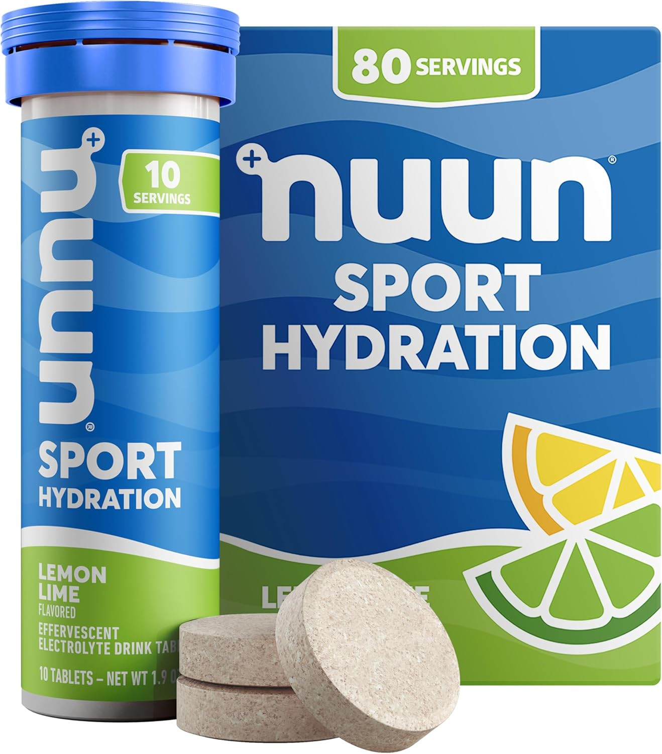 Nuun Sport Electrolyte Tablets – Lemon Lime, 8-Pack (80 Total Servings) – Vegan