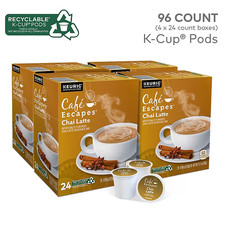 Cafe Escapes Chai Latte Coffee Keurig K-Cup Pods, Light Roast, 96 Counts