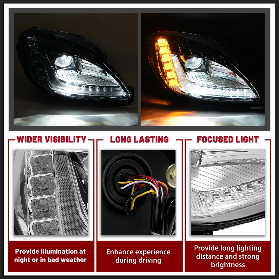 For Chevrolet Corvette C6 05-13 LED Pair Headlights Sequential LH&RH Side Chrome Foto 3 de 4