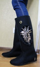 SALE!  Schwarze Filzstiefel Gr.38 Bequem, Hoch & Stylisch Apres Ski Stiefel