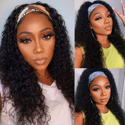 Rebasar Deep Wave Wigs Human Hair Wear And Go Glueless Headband Wigs 20 Inch