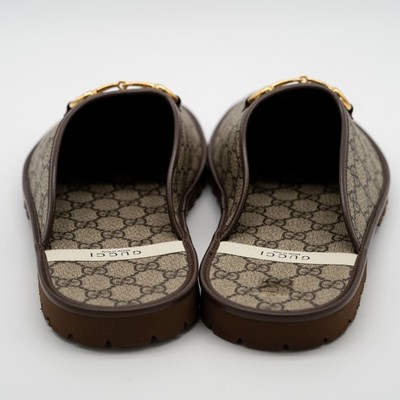 size 13G 13.5 US Gucci Horsebit GG Mule Slippers Canvas 