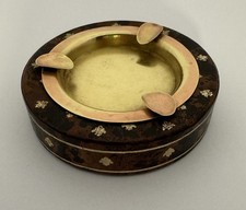 Pfizer Promotional Ashtray Brass Vintage 60s/70s RETRO Fleur-de-lis Pattern