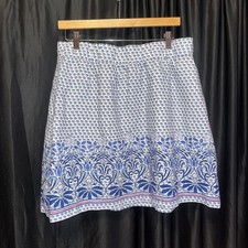 Tommy Bahama Linen Skirt M Floral A-Line Elastic Waist Lined