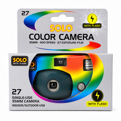 SOLO Disposable Camera 35mm Single Use with Flash, 400 ISO, 27 Exposures