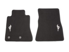 Mustang 2015-2026 Black 2-piece Set Front Carpet Floor Mats Wpony Logo