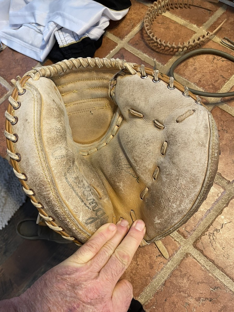 Vtg 1980s Lance Parrish Rawlings Baseball Catchers Glove Mitt