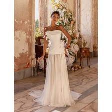 Luxurious One-Shoulder Satin Wedding Dresses 3D-Flower A-Line Floor-Length Gowns