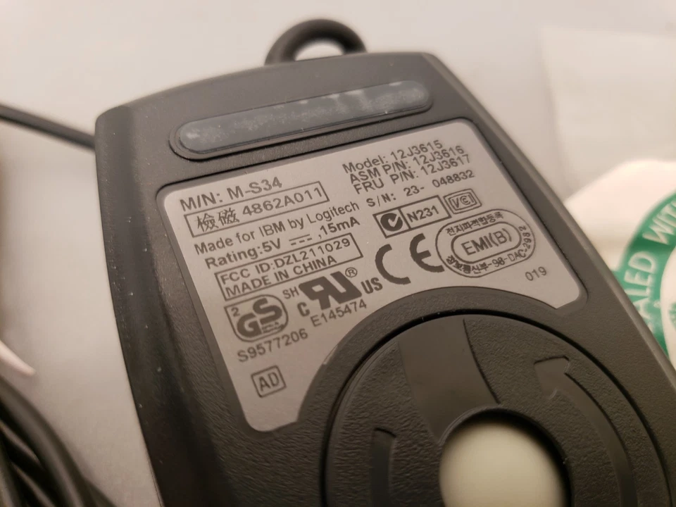 New Wang IBM PS/2 2 Button Ball Mouse M-S34 12J3615 - Image 4 of 4