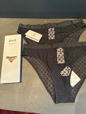 Wolford Sheer Logo Brief Monogram Syle BLK size M NWT