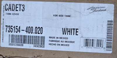 American Standard 735154-400 White Cadet 3 Toilet Tank Lid Only