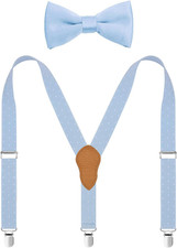 Men's Boys' Suspenders and Bow Tie Set Adjustable with Metal Clips