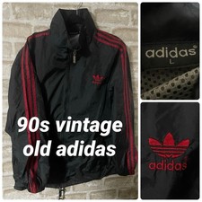Adidas Men Adidas Vintage 90S Men'S L Nylon Jacket Three Lines Black Red Limited