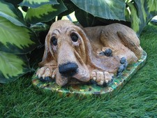 Bloodhound Dog Concrete Statue Custom Painted Pet Loss Garden Memorial Stone